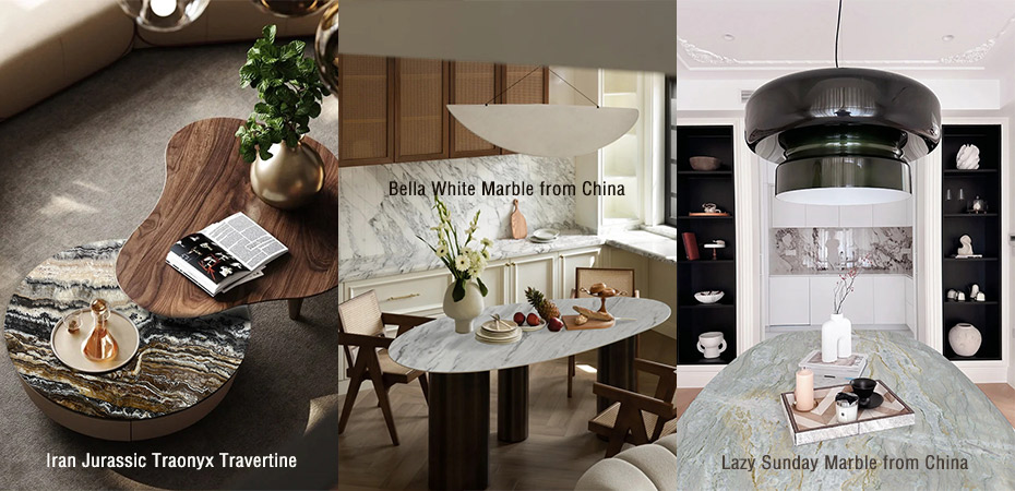 Iran Jurassic Traonyx Travertine & Bella White Marble & Lazy Sunday Marble from China