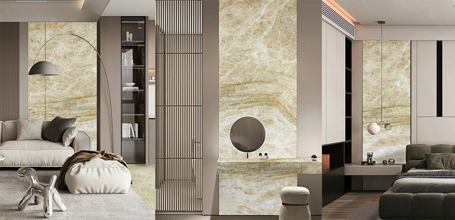 Taj Mahal Quartzite Stone in different spaces