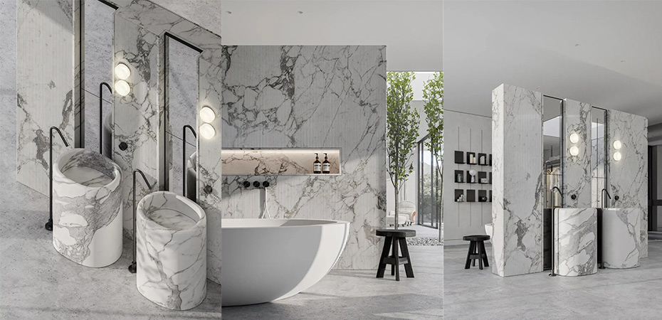 Grooved Stone Arabescato Marble