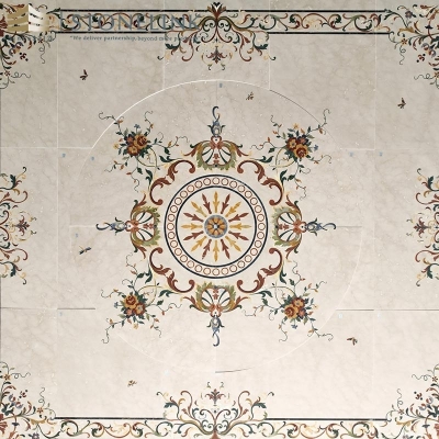 Beige marble floor medallion tile