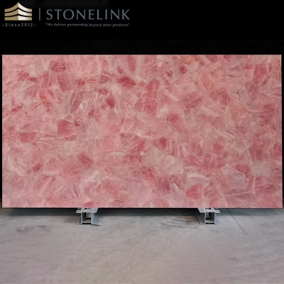 Pink crystal gemstone countertop