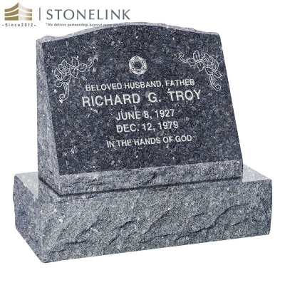 Multicolored slant granite tombstone