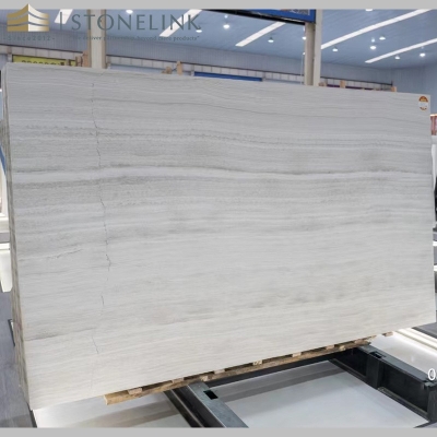 White Wood marble slab