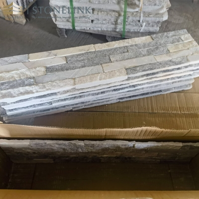 Natural split face grey quartzite cultured stone