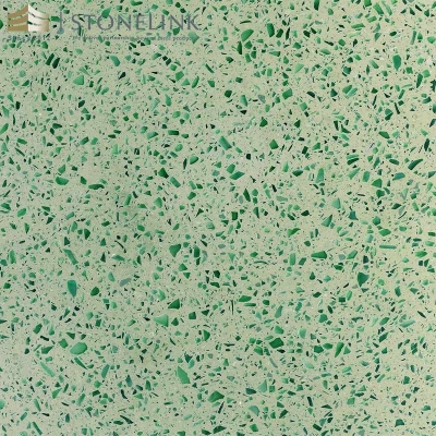 Green terrazzo table top