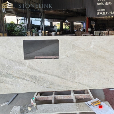 White Crystal beige quartzite countertops