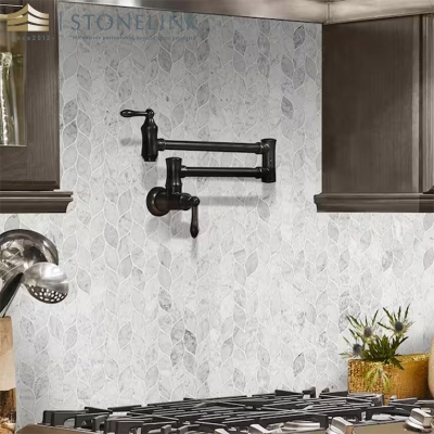 Carrara White honed marble mosaic