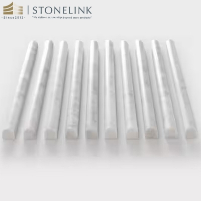 Carrara White honed marble fluted tile trim