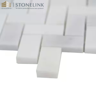 Arabescato Carrara herringbone honed marble mosaic