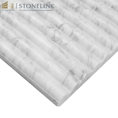 Carrara White honed fluted marble mosaic